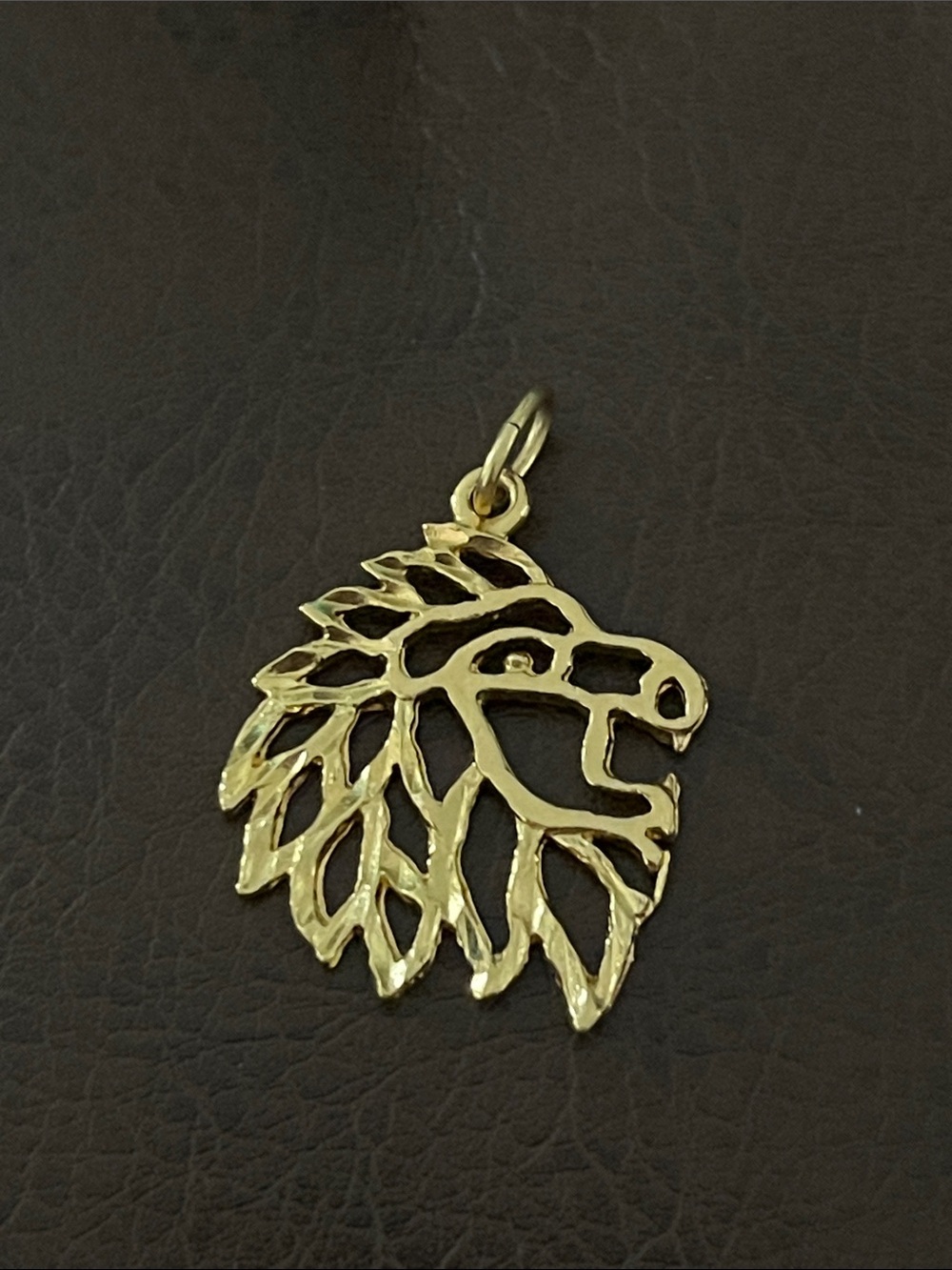 Estate Gold tone Lion Head Pendant